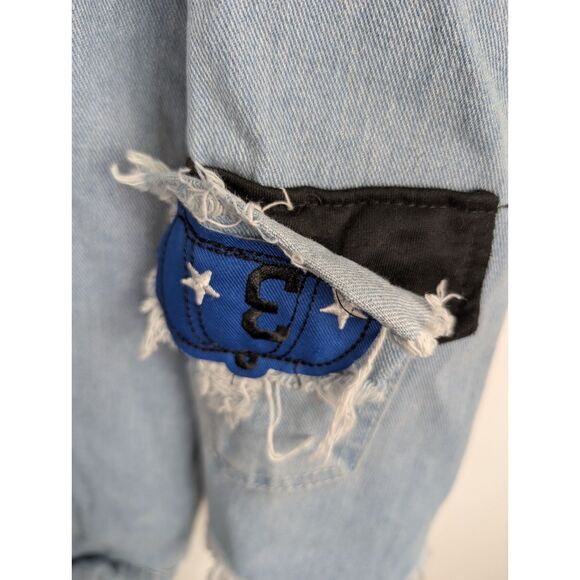 Juice Wrld Denim Jacket Distressed Denim Coat Screen Print 1998 RIP 2019 Size XL - Picture 3 of 9